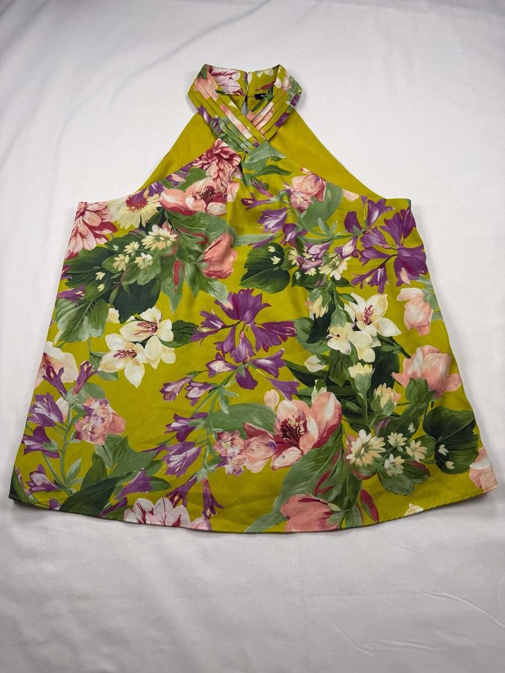 Express Halter Top Size S Green Floral Sleeveless